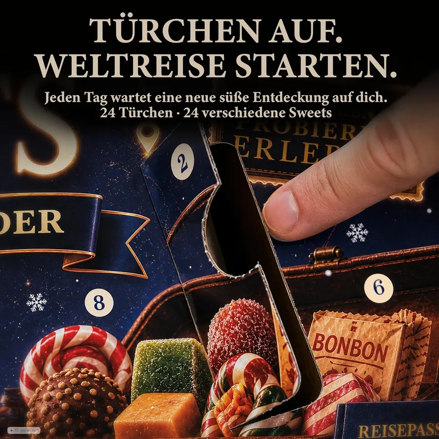 Ein geöffnetes Türchen des Adventskalenders im Detail